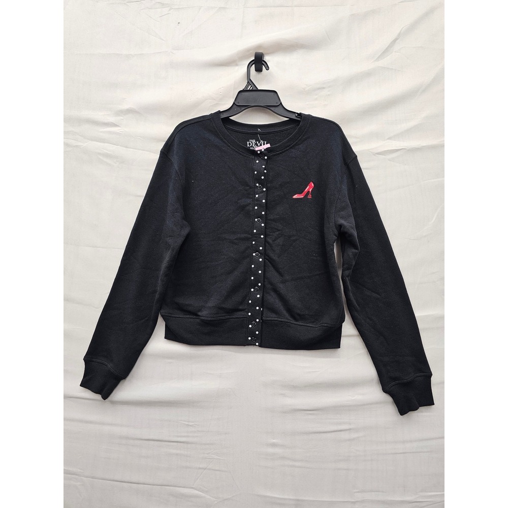 The Devil Wears Prada Womens Cardigan Sweatshirt Black Cotton Blend Size Large